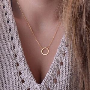Round Circle Necklace in Gold color